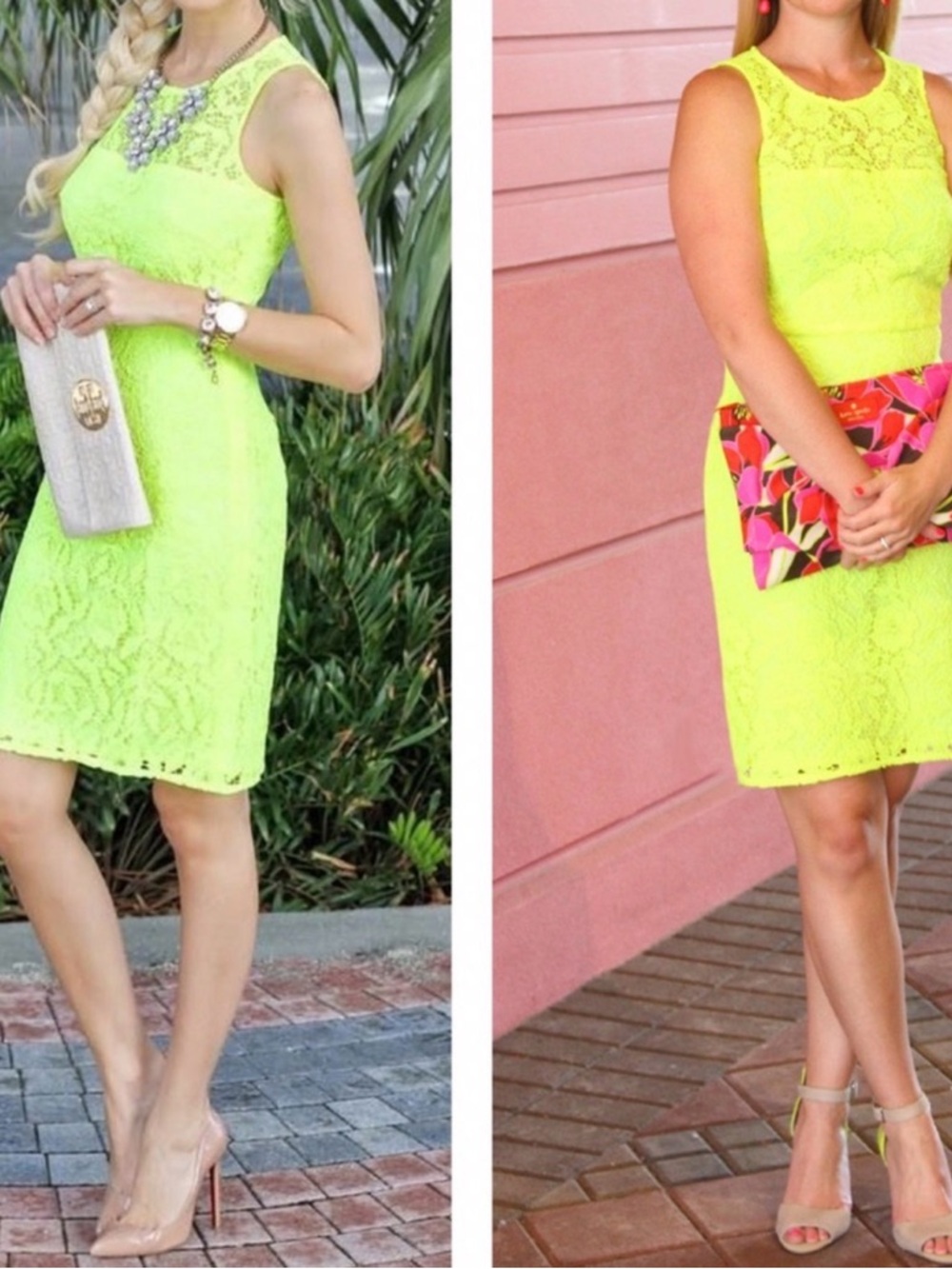 J Crew Neon Lace Sheath Dress - Vibrant Yellow